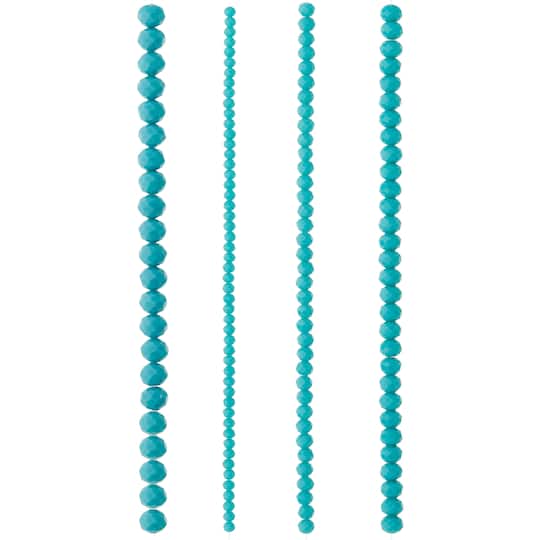 12 Packs: 4 ct. (48 total) Aqua Faceted Glass Rondelle Bead Strands by Bead Landing™